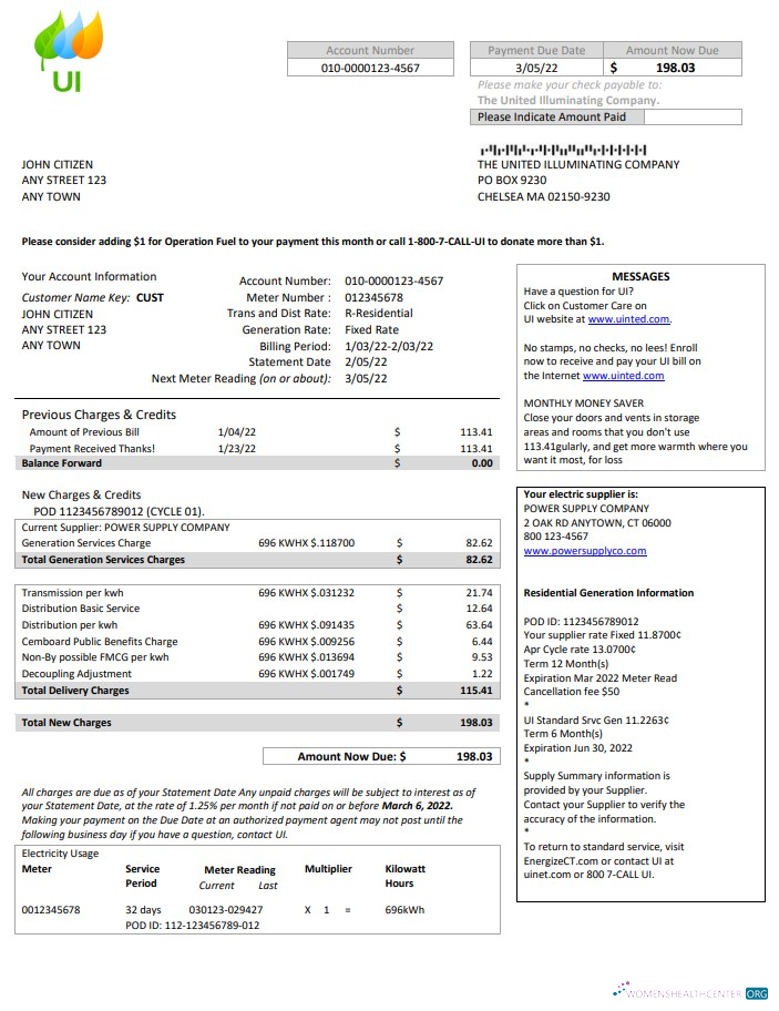 Premium USA Massachusetts Chelsea UI The Vereint Illuminating Unternehmen Nebenkostenabrechnung Word und PDF Vorlage