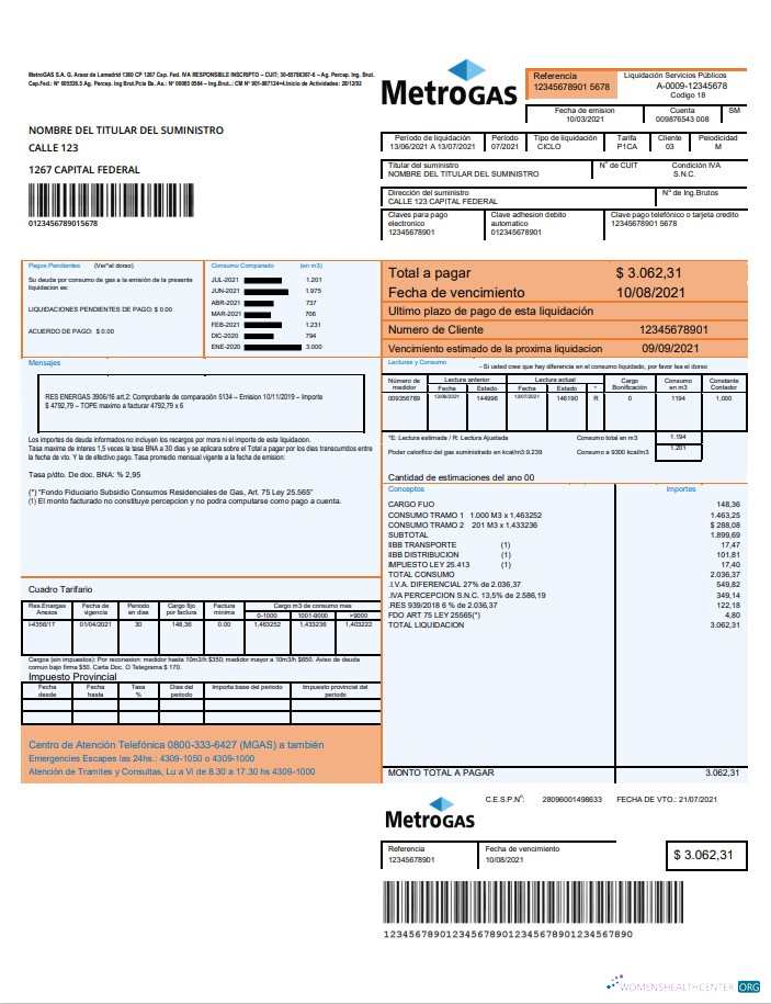 Hochwertige Herunterladen Argentinien Metrogas Easy To Fill Nebenkostenabrechnung Vorlage in Word und PDF Format PDF Vorlage