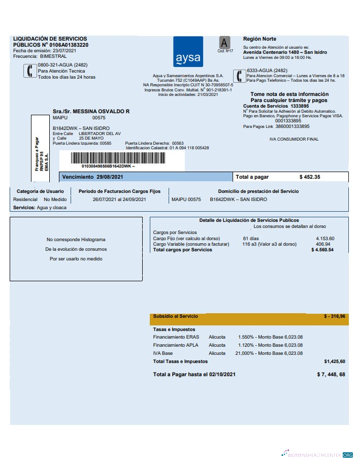 Professionelle Herunterladen Argentinien Wasser Nebenkostenabrechnung Vorlage Aysa in Word und PDF Format (.doc und .PDF) PDF Vorlage