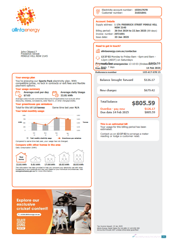 Professionelle Herunterladen Australien Alinta Energy Nebenkostenabrechnung Vorlage in Word und PDF Formats, Version 2 PDF Vorlage