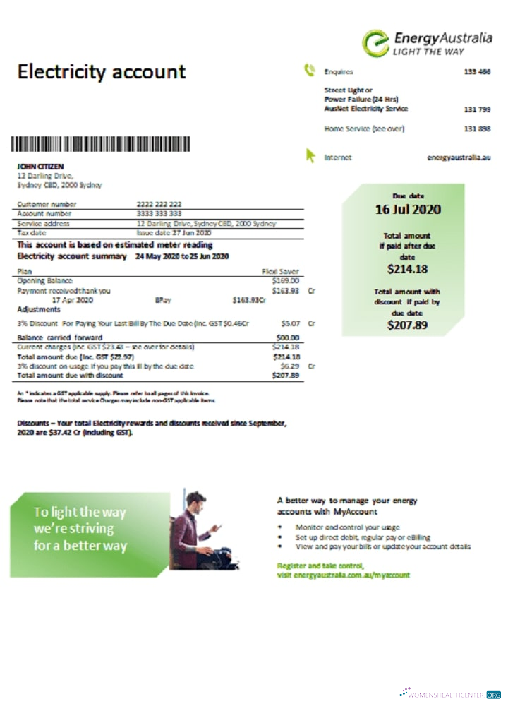 Realistische Herunterladen Australien Energy Australien Strom Nebenkostenabrechnung Vorlage in Word und PDF Format PDF Vorlage