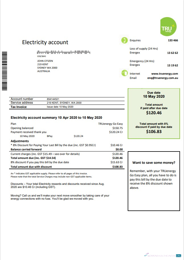 Professionelle Herunterladen Australien Tru Energy Strom Nebenkostenabrechnung Vorlage in Word und PDF Format PDF Vorlage
