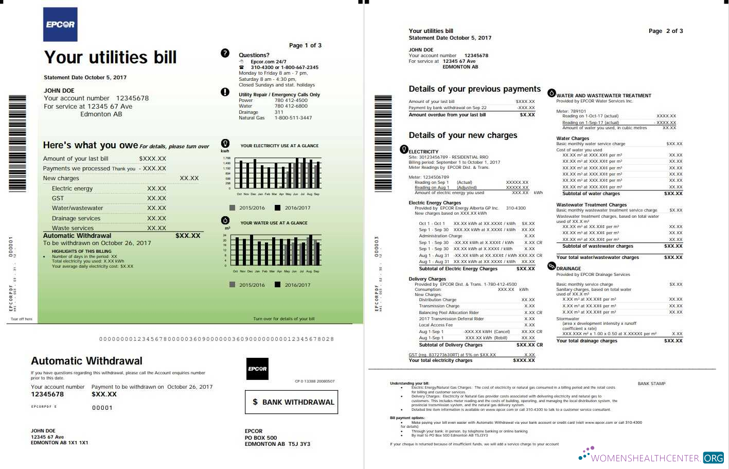 Professionelle Herunterladen Kanada Epcor Strom Nebenkostenabrechnung Vorlage in Word und PDF Format, 3 Seiten 1 2 PDF Vorlage