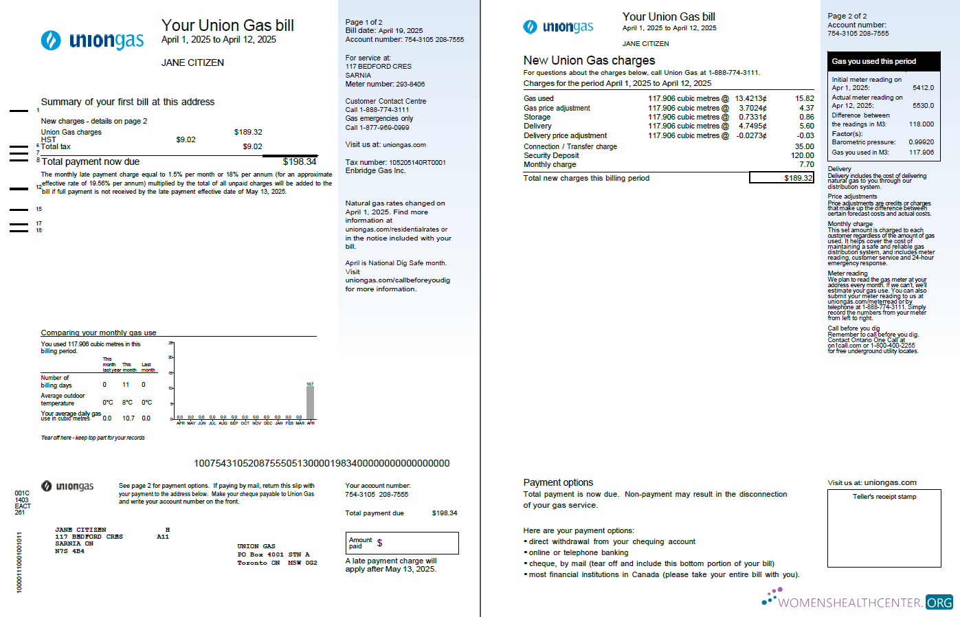 Professionelle Herunterladen Kanada Union Gas Nebenkostenabrechnung Vorlage in Word und PDF Formats, 2 Seiten, Version 2 PDF Vorlage