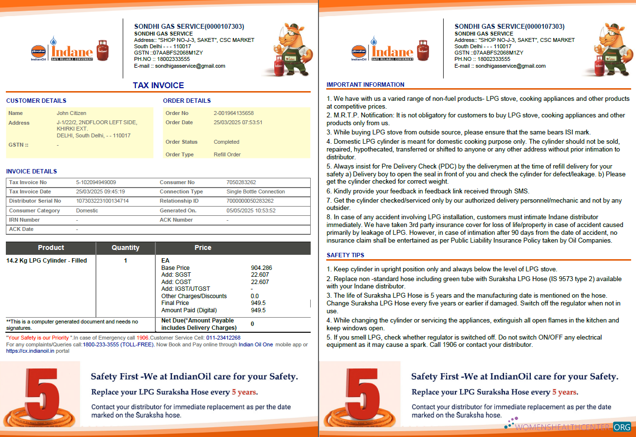 Realistische Herunterladen Indien Indian Oil Nebenkostenabrechnung Vorlage in Word und PDF Formats, 2 Seiten, Version 2 PDF Vorlage