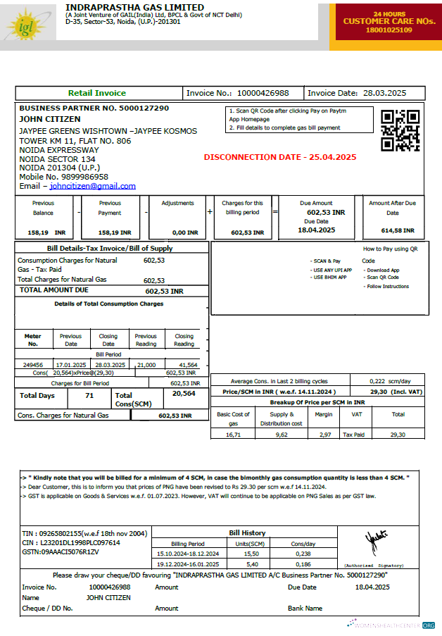 Editierbare Herunterladen Indien Indraprastha Gas Nebenkostenabrechnung Vorlage in Word und PDF Formats, Version 2 PDF Vorlage