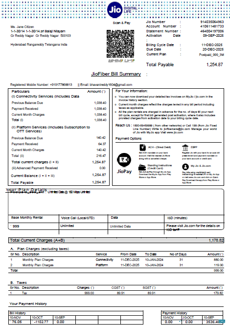 Professionelle Herunterladen Indien Jio Digital Life Nebenkostenabrechnung Vorlage in Word und PDF Formats, Version 4 PDF Vorlage