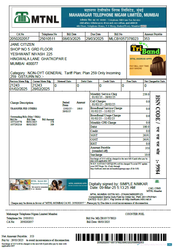 Editierbare Herunterladen Indien Mahanagar Telephone Nigam GmbH Nebenkostenabrechnung Vorlage in Word und PDF Formats PDF Vorlage