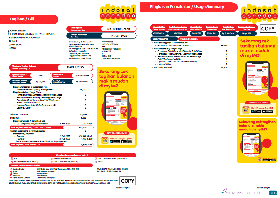 Premium Herunterladen Indonesien Indosat Ooredoo Nebenkostenabrechnung Vorlage in Word und PDF Formats, 2 Seiten PDF Vorlage