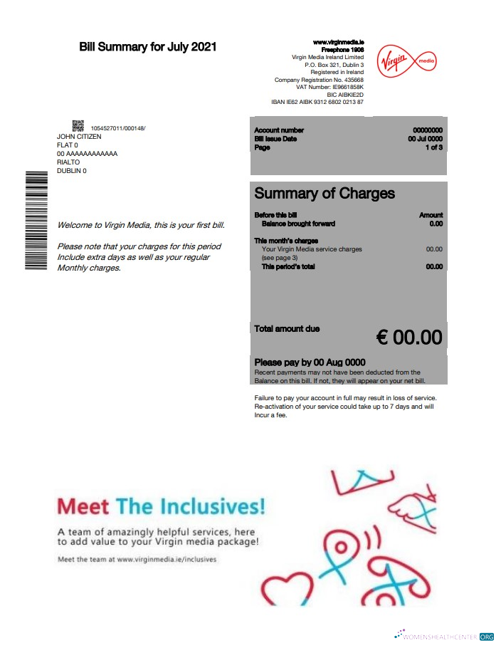 Editierbare Herunterladen Irland Virgin Media Nebenkostenabrechnung Vorlage in Word und PDF Format, Version 2 PDF Vorlage