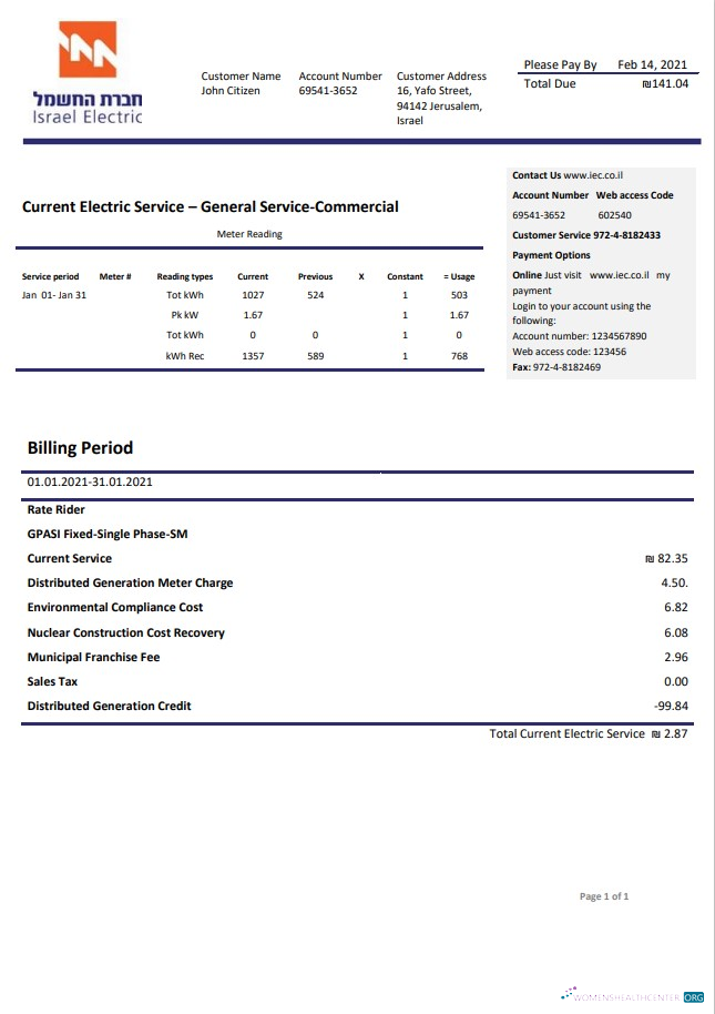 Hochwertige Herunterladen Israel Electric Konzern Nebenkostenabrechnung Vorlage in Word und PDF Format (.doc und .PDF) PDF Vorlage