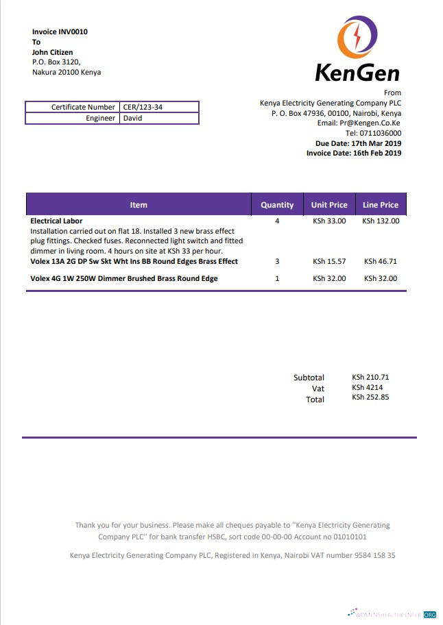 Editierbare Herunterladen Kenia KenGen Strom Generating Unternehmen Nebenkostenabrechnung Vorlage in Word und PDF Format PDF Vorlage