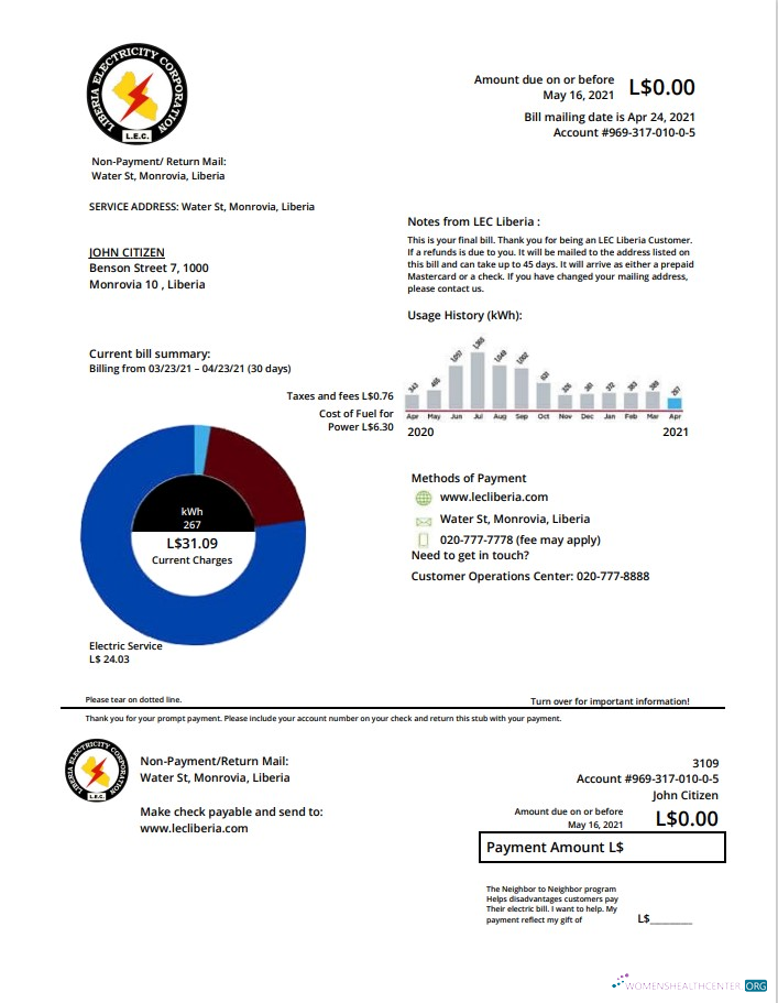 Premium Herunterladen Liberia Strom Konzern Nebenkostenabrechnung Vorlage in Word und PDF Format PDF Vorlage