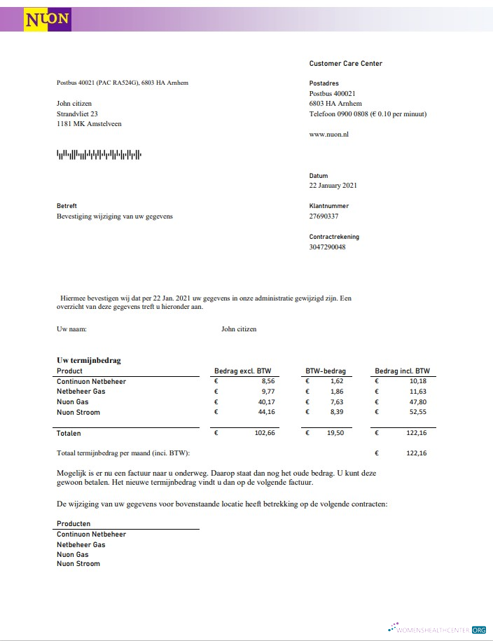 Realistische Herunterladen Niederlande NUON Gas Nebenkostenabrechnung Vorlage in Word und PDF Format in Dutch Language PDF Vorlage