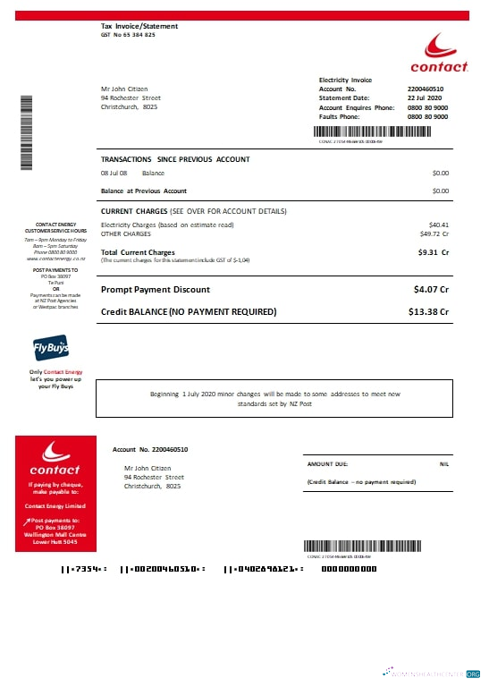 Premium Herunterladen Neuseeland Contact Energy Nachweis von Energy Vorlage in Word und PDF Format PDF Vorlage