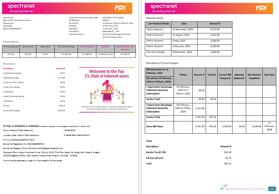 Professionelle Herunterladen Nigeria Spectranet Amazing Internet Internet Nebenkostenabrechnung Word und PDF Formats, 3 Seiten PDF Vorlage