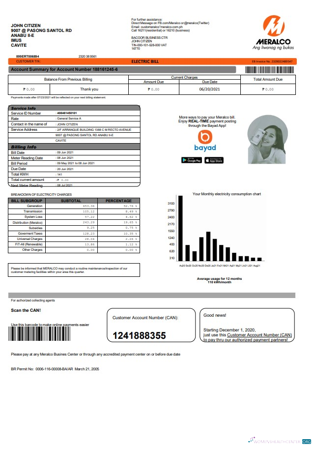 Premium Herunterladen Philippinen Meralco Strom Nebenkostenabrechnung Vorlage in Word und PDF Format, Version 2 PDF Vorlage