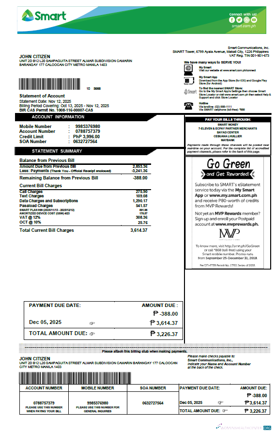 Realistische Herunterladen Philippinen Smart Nebenkostenabrechnung Vorlage in Word und PDF Formats, Version 2 PDF Vorlage