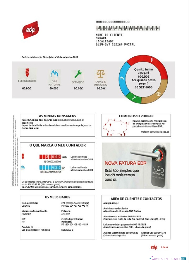 Hochwertige Herunterladen Portugal EDP Nebenkostenabrechnung Vorlage in Word und PDF Format, Good für Adresse Prove PDF Vorlage