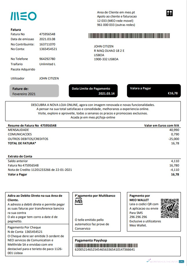 Editierbare Herunterladen Portugal MEO Nebenkostenabrechnung Vorlage in Word und PDF Format, Fully Editable PDF Vorlage