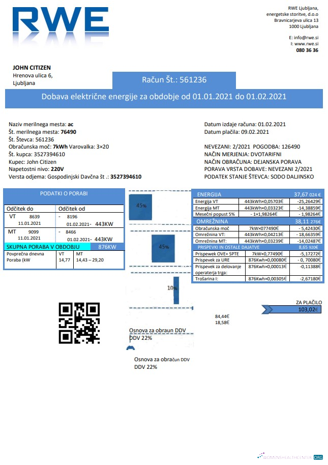 Editierbare Herunterladen Slowenien RWE Strom Nachweis von Adresse Nebenkostenabrechnung Vorlage in Word und PDF Format PDF Vorlage