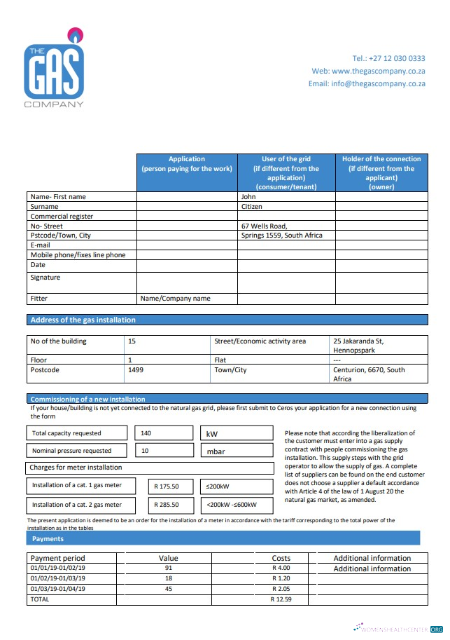 Premium Herunterladen Südafrika The Gas Unternehmen Gas Nebenkostenabrechnung Vorlage in Word und PDF Format PDF Vorlage