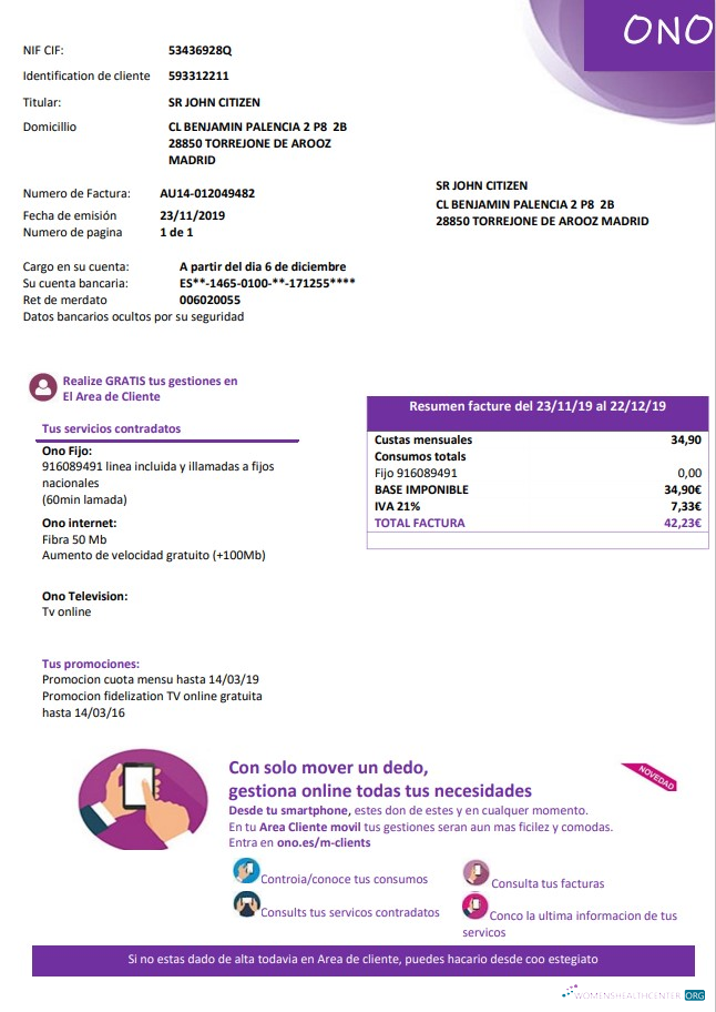 Professionelle Herunterladen Spanien ONO Easy Fillable Nebenkostenabrechnung Vorlage in Word und PDF Format (.doc und .PDF) PDF Vorlage