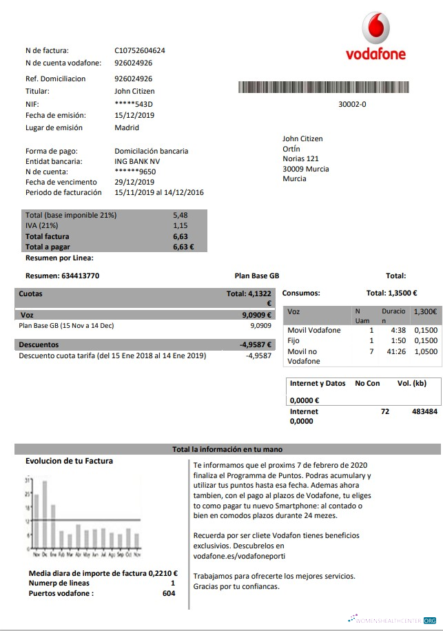 Premium Herunterladen Spanien Vodafone Telecommunications Nebenkostenabrechnung Vorlage in Word und PDF Format PDF Vorlage