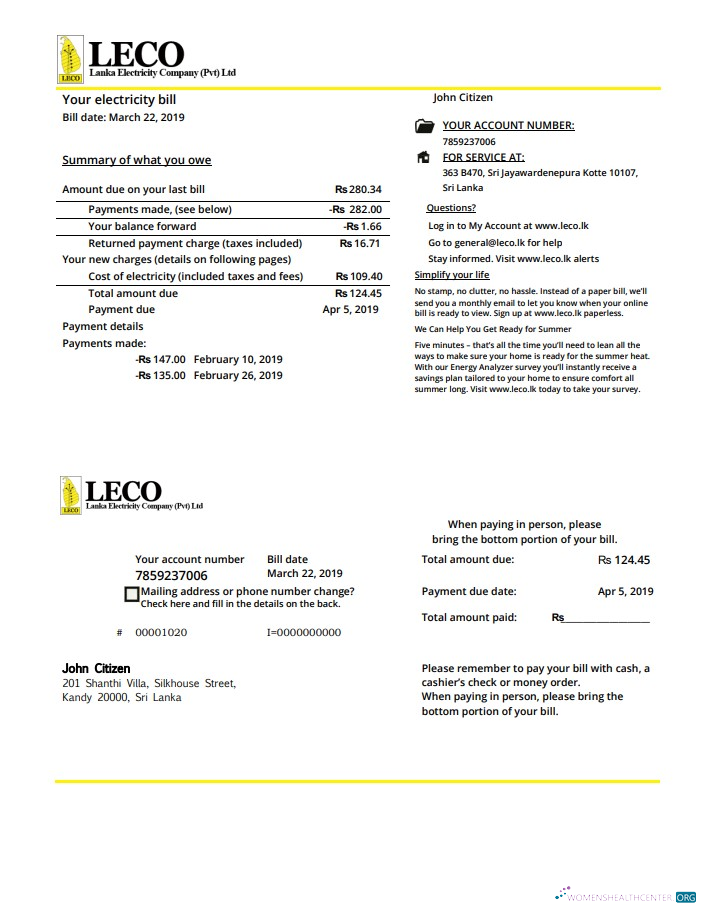 Premium Herunterladen Sri Lanka LECO Unternehmen Strom Nebenkostenabrechnung Vorlage in Word und PDF Format PDF Vorlage