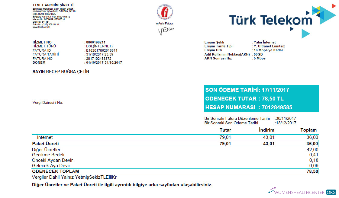 Professionelle Herunterladen Türkei Turktelekom Nebenkostenabrechnung Vorlage in Word und PDF Format, Fully Editable PDF Vorlage