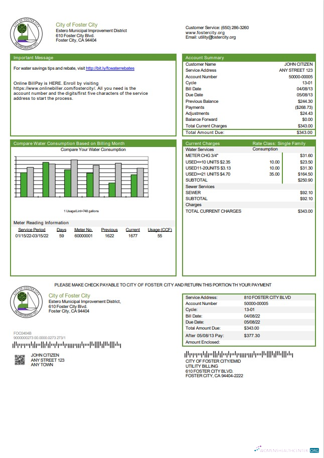 Hochwertige Herunterladen USA California Stadt von Foster Stadt Nebenkostenabrechnung Vorlage in Word und PDF Format PDF Vorlage