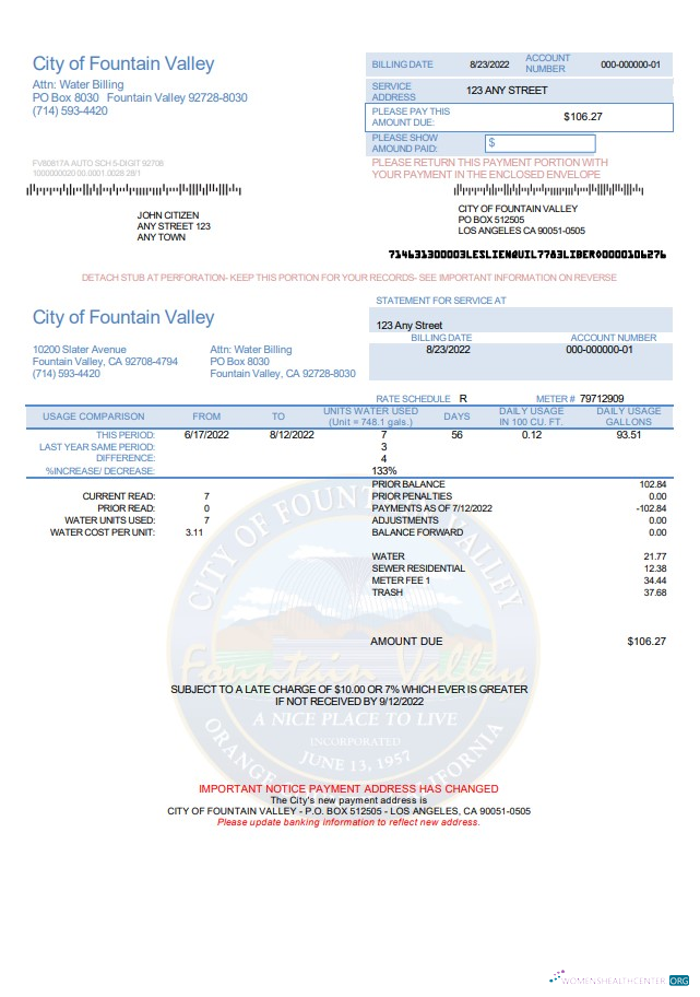 Hochwertige Herunterladen USA California Stadt von Fountain Valley Nebenkostenabrechnung Vorlage in Word und PDF Format PDF Vorlage