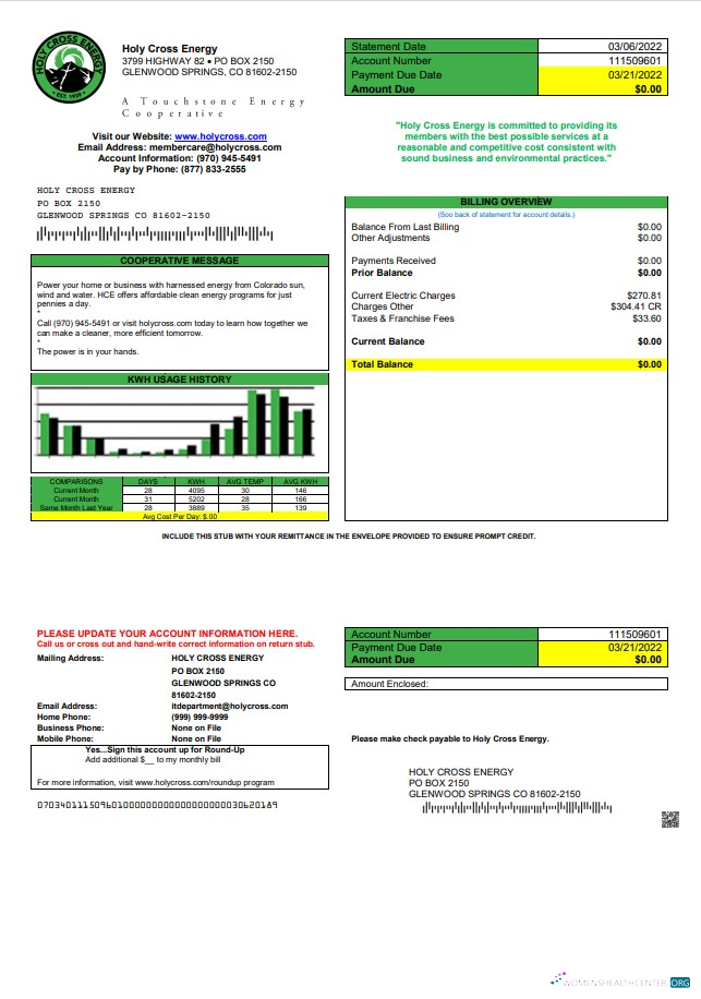 Premium Herunterladen USA Colorado Holy Cross Energy Nebenkostenabrechnung Vorlage in Word und PDF Format PDF Vorlage