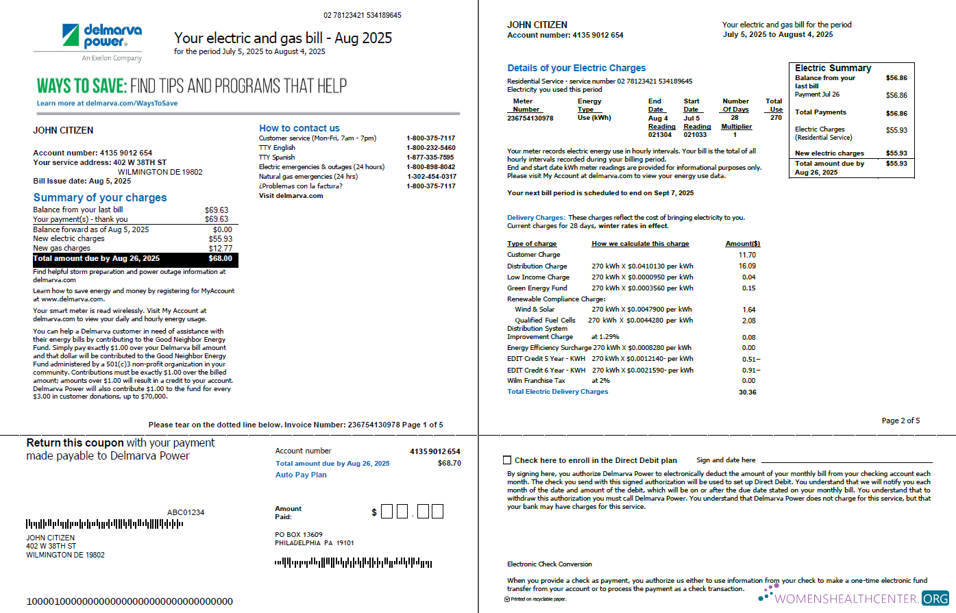 Realistische Herunterladen USA Delmarva Power Nebenkostenabrechnung Vorlage in Word und PDF Formats, 5 Seiten, 1 2 Seiten PDF Vorlage