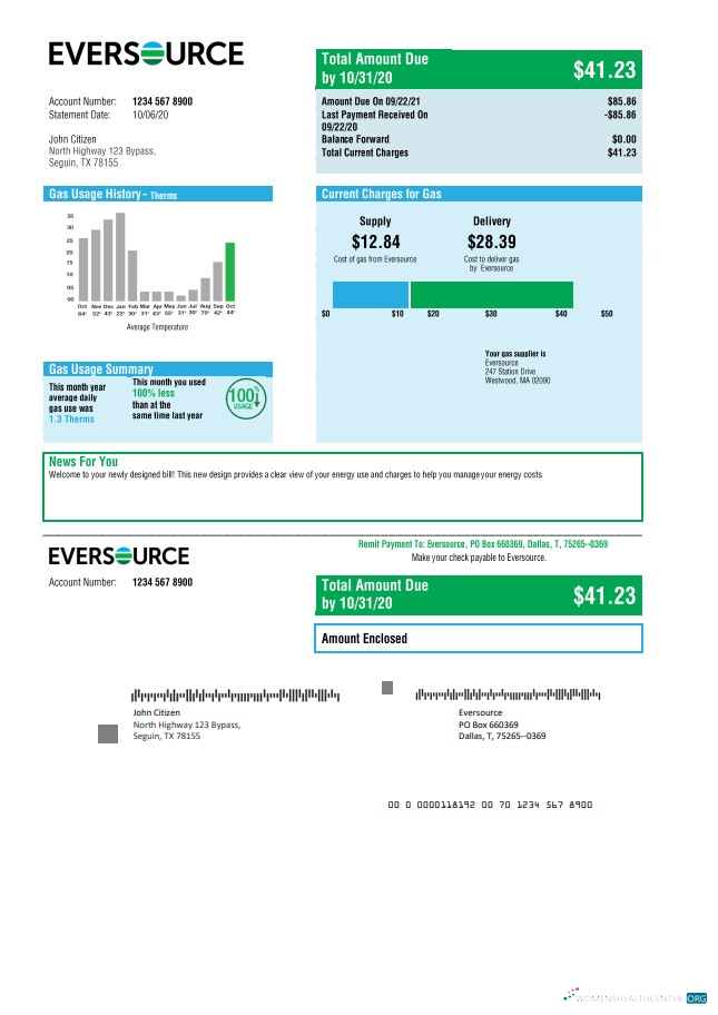 Realistische Herunterladen USA Eversource Gas Nebenkostenabrechnung Vorlage in Word und PDF Format, Good für Adresse Prove PDF Vorlage