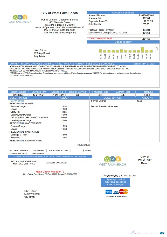 Premium Herunterladen USA Florida Stadt von West Palm Beach Nebenkostenabrechnung Vorlage in Word und PDF Format PDF Vorlage