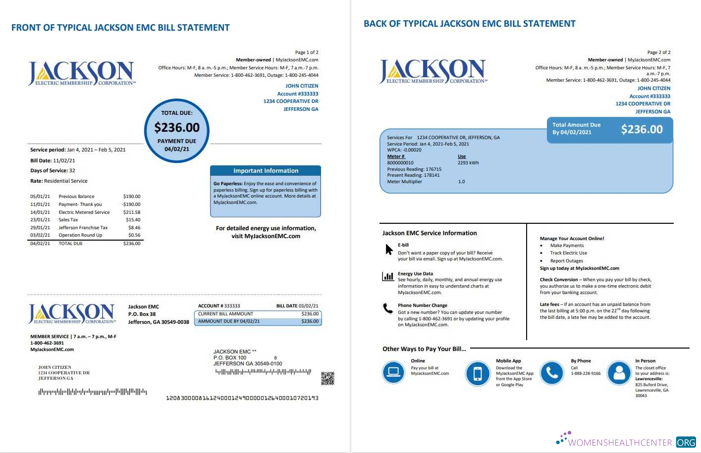 Hochwertige Herunterladen USA Georgien JACKSON EMC Nebenkostenabrechnung Vorlage in Word und PDF Format (2 Seiten) PDF Vorlage