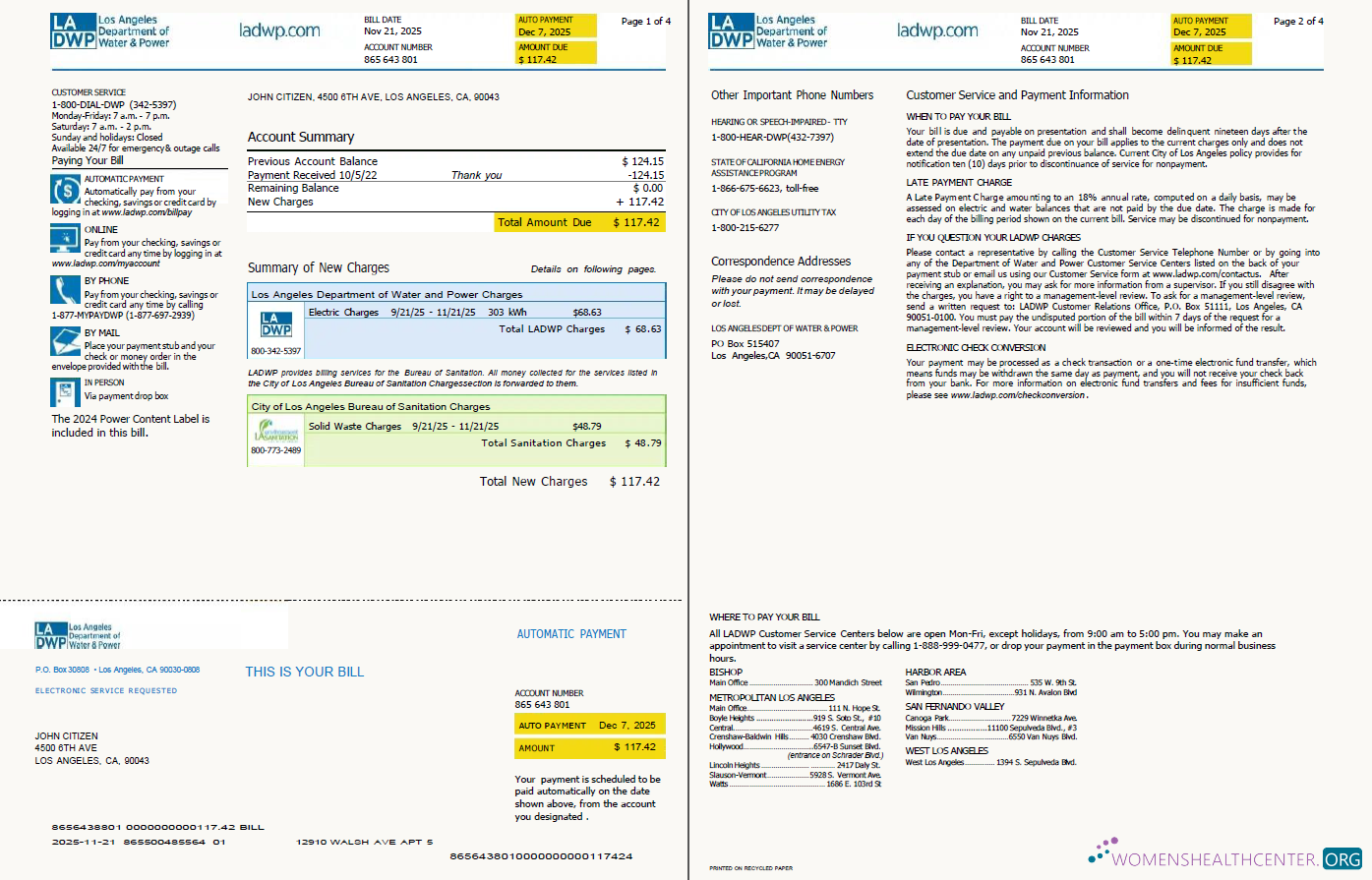 Premium Herunterladen USA LA DWP Nebenkostenabrechnung Vorlage in Word und PDF Formats, 4 Seiten, Version 2, 1 2 Seiten PDF Vorlage