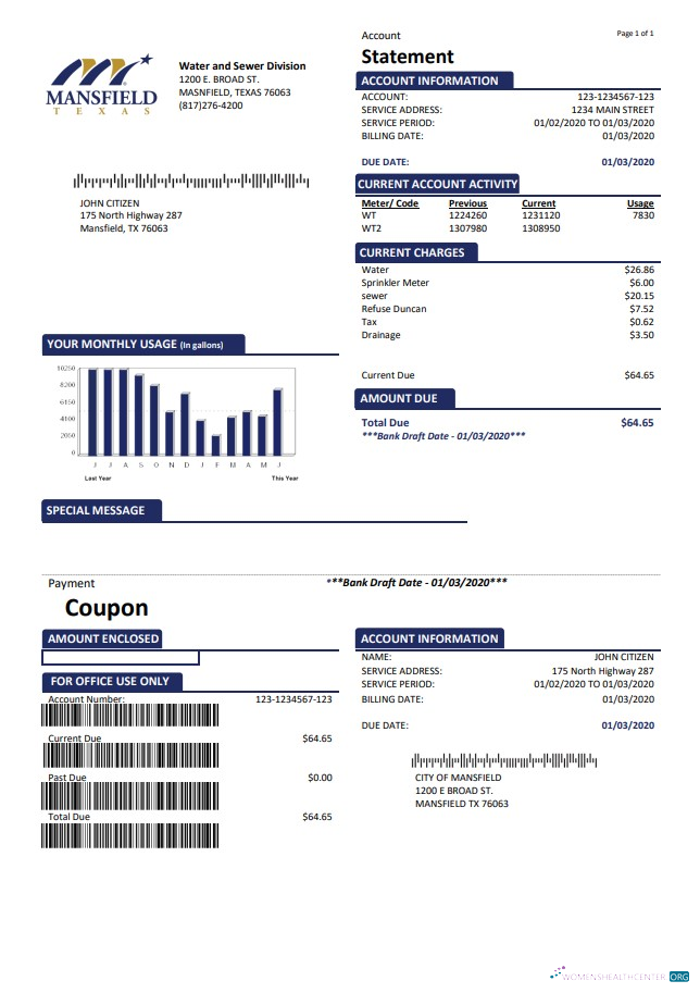 Hochwertige Herunterladen USA Mansfield Texas Nebenkostenabrechnung Vorlage in Word und PDF Format (.doc und .PDF) PDF Vorlage