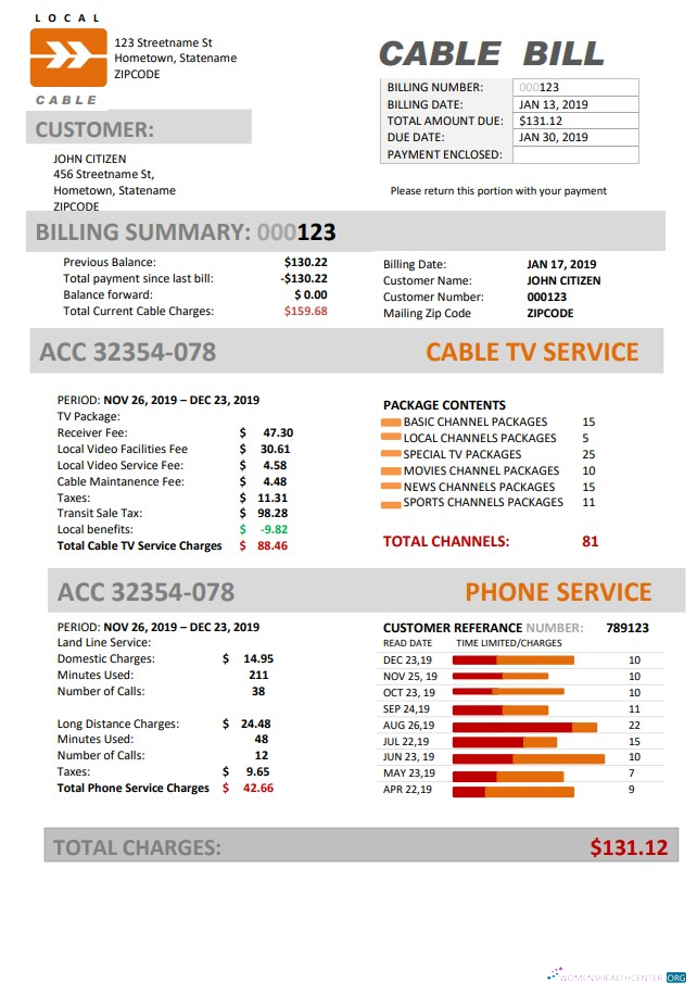 Professionelle Herunterladen USA Marine Local Cable Nebenkostenabrechnung Vorlage in Word und PDF Format (.doc und .PDF) PDF Vorlage