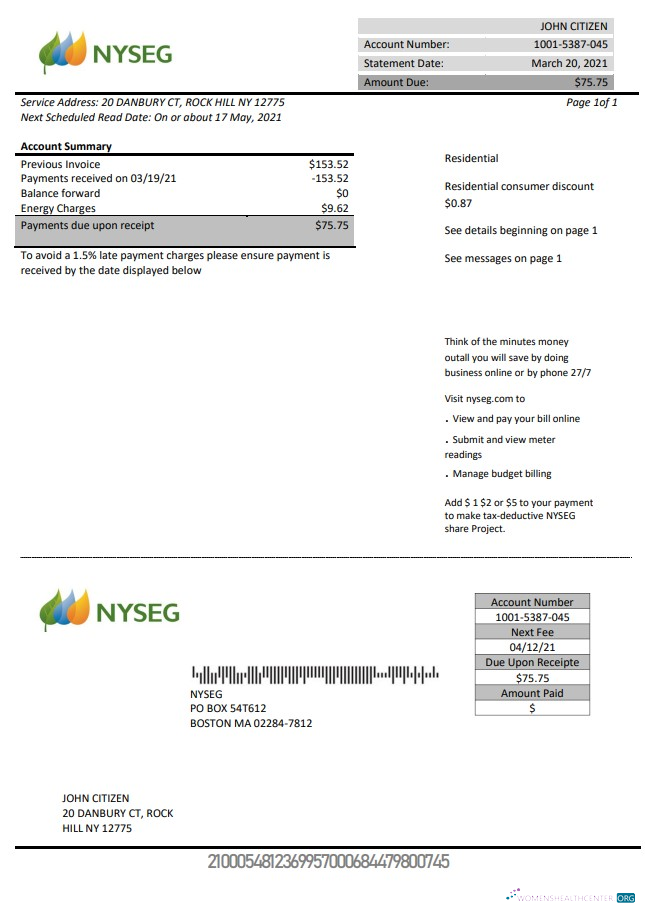 Hochwertige Herunterladen USA Massachusetts Boston NYSEG Strom Nebenkostenabrechnung Vorlage in Word und PDF Format PDF Vorlage