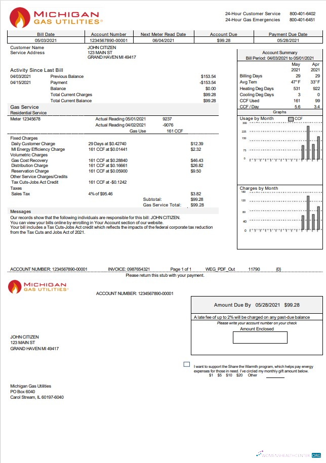 Editierbare Herunterladen USA Michigan Gas Utilities Nebenkostenabrechnung Vorlage in Word und PDF Format Version 2 PDF Vorlage