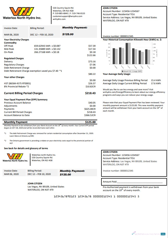 Hochwertige Herunterladen USA Nevada Waterloo Nord Hydro Nebenkostenabrechnung Vorlage in Word und PDF Format PDF Vorlage