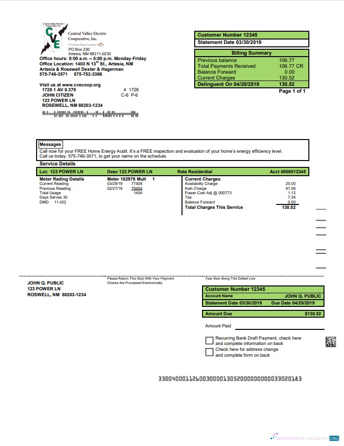 Premium Herunterladen USA Neu Mexiko Strom Nachweis von Adresse Nebenkostenabrechnung Vorlage in Word und PDF Format PDF Vorlage