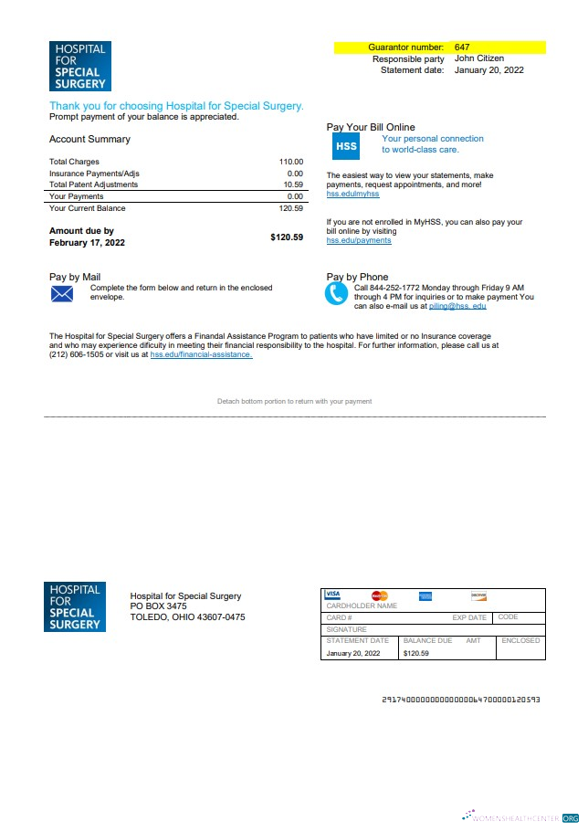 Realistische Herunterladen USA Ohio Hospital für Special Surgery Nebenkostenabrechnung Vorlage in Word und PDF Format PDF Vorlage