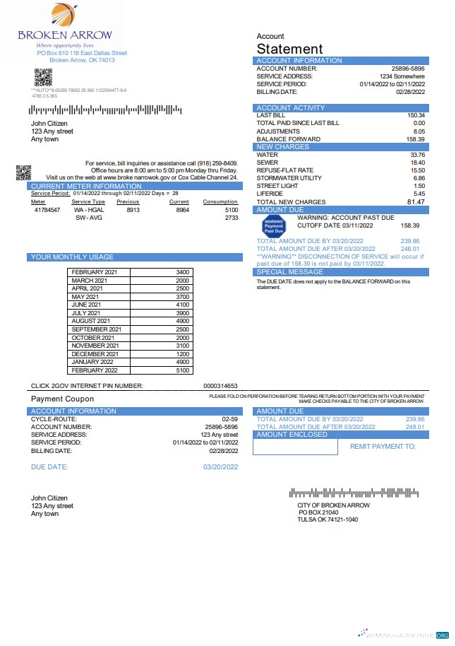Editierbare Herunterladen USA Oklahoma Stadt von Broken Arrow Nebenkostenabrechnung Vorlage in Word und PDF Format PDF Vorlage
