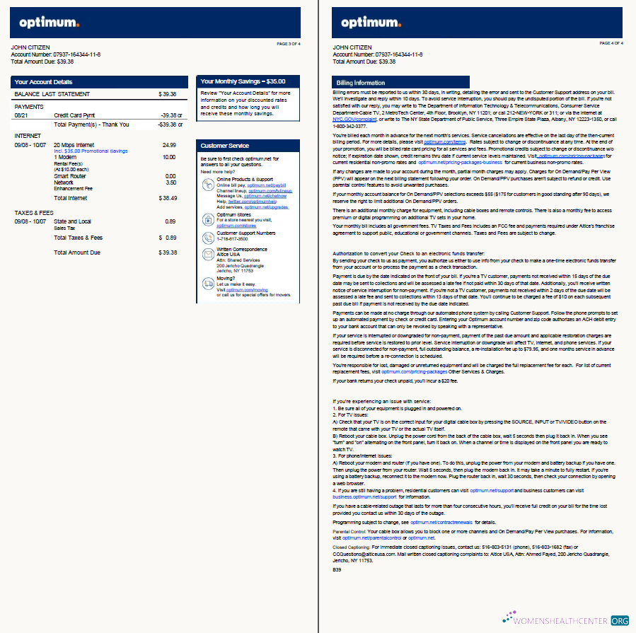 Premium Herunterladen USA Optimum Nebenkostenabrechnung Vorlage in Word und PDF Formats, 4 Seiten, Version 2, 3 4 Seiten PDF Vorlage