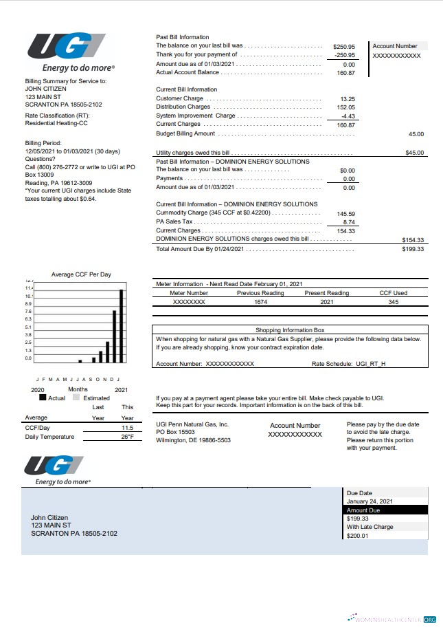 Editierbare Herunterladen USA Pennsylvania UGI Utilities Nebenkostenabrechnung Vorlage in Word und PDF Format PDF Vorlage
