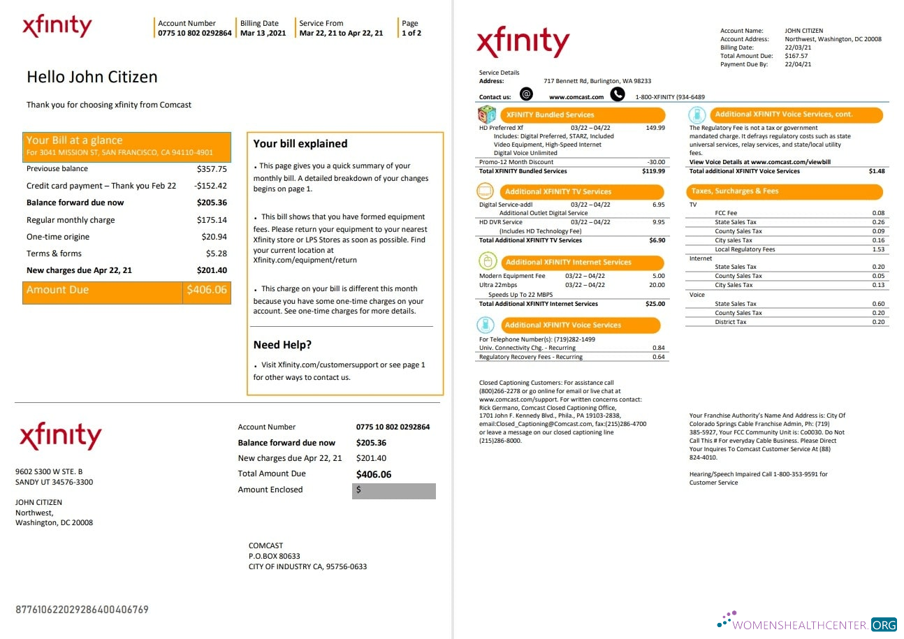 Premium Herunterladen USA San Francisco Xfinity Comcast Nebenkostenabrechnung Vorlage in Word und PDF Format (2 Seiten) PDF Vorlage