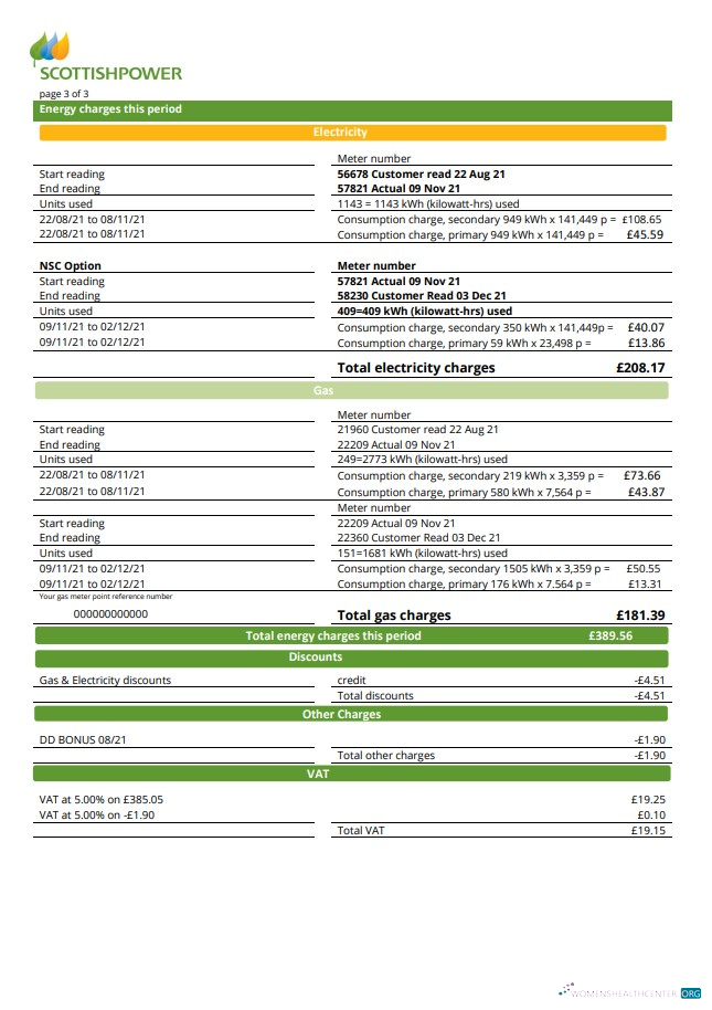 Realistische Herunterladen USA ScottishPower Nebenkostenabrechnung Vorlage in Word und PDF Format (3 Seiten) 3 PDF Vorlage